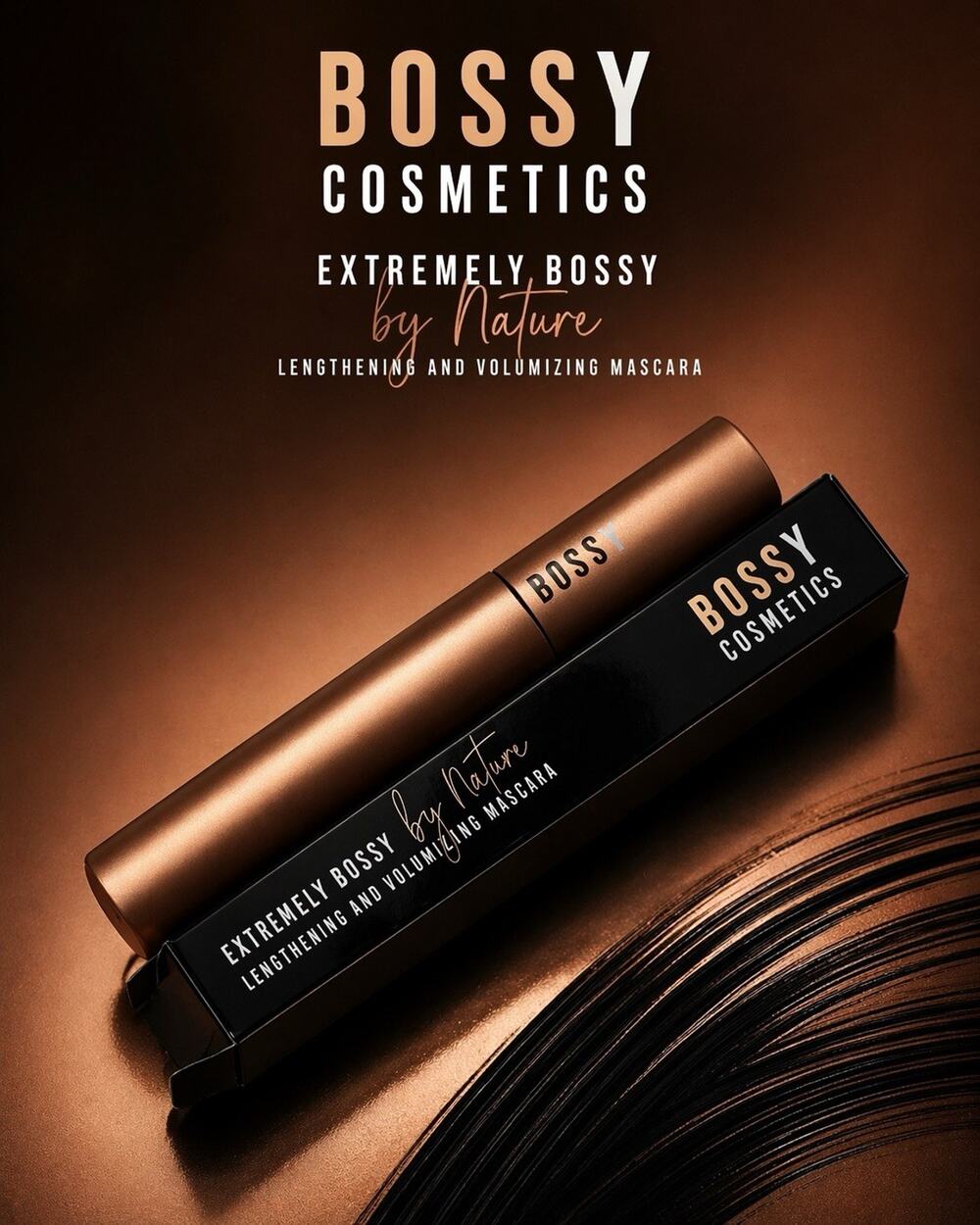 NEW Bossy Cosmetics Mascara Onyx Lengthening Volumizing Clean Beauty Full Size